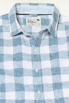BLUE GINGHAM CHECKERED HALF SLEEVE SHIRT-Shirts - 250631457