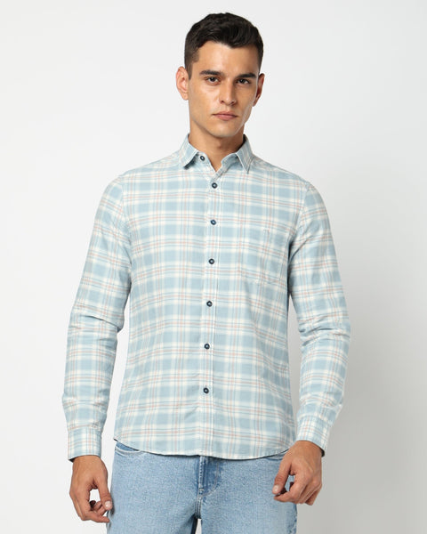 Blue Grid Tailored Fit Shirt - Shirts - 241129813