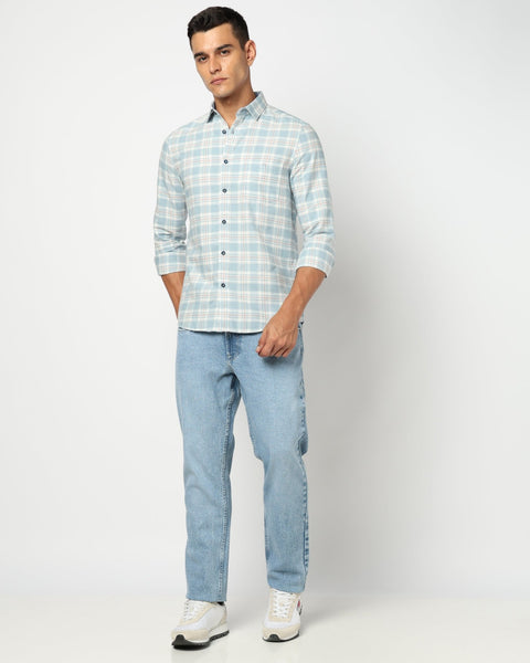 Blue Grid Tailored Fit Shirt - Shirts - 241129813