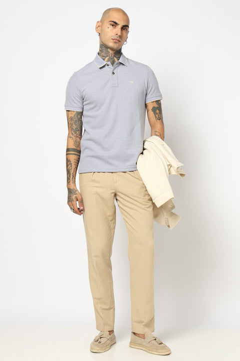 BLUE PLAIN HALF SLEEVE POLO - T Shirt - 2506301304