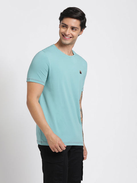 Blue Printed Cotton T-Shirt - T-Shirt - 231131072