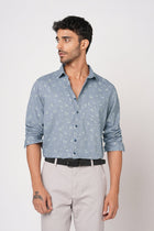 BLUE PRINTED TAILORED FIT SHIRT-Shirt - 251033470