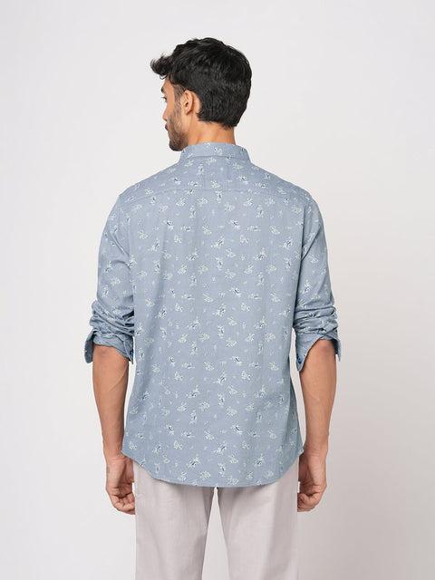 BLUE PRINTED TAILORED FIT SHIRT-Shirt - 251033470