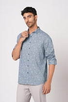 BLUE PRINTED TAILORED FIT SHIRT-Shirt - 251033470