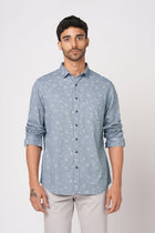 BLUE PRINTED TAILORED FIT SHIRT-Shirt - 251033470