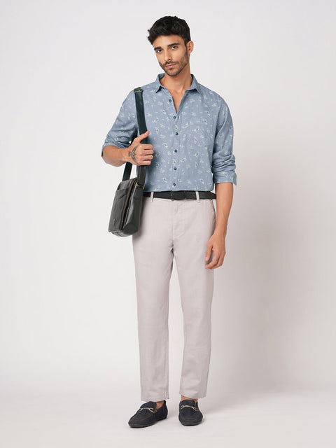 BLUE PRINTED TAILORED FIT SHIRT-Shirt - 251033470