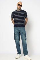 BLUE RELAXED FIT MENS CARGO - Cargo - 250410112