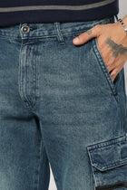 BLUE RELAXED FIT MENS CARGO - Cargo - 250410112