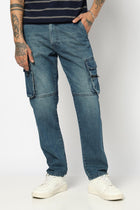 BLUE RELAXED FIT MENS CARGO - Cargo - 250410112
