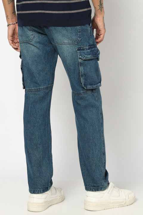 BLUE RELAXED FIT MENS CARGO - Cargo - 250410112