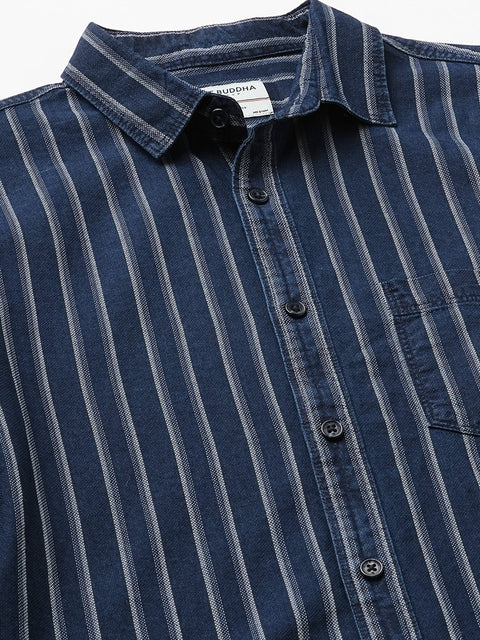 Blue Striped Cotton Shirt - Shirt - 240427376