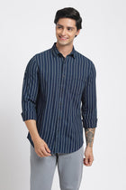 Blue Striped Cotton Shirt - Shirt - 240427376