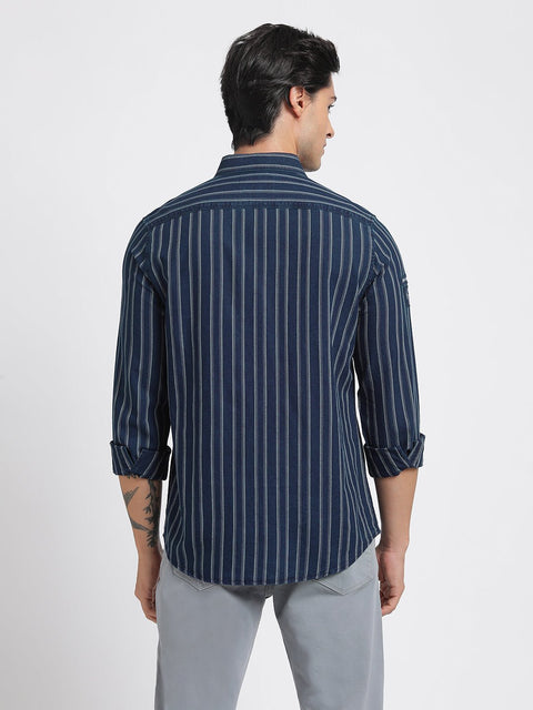 Blue Striped Cotton Shirt - Shirt - 240427376