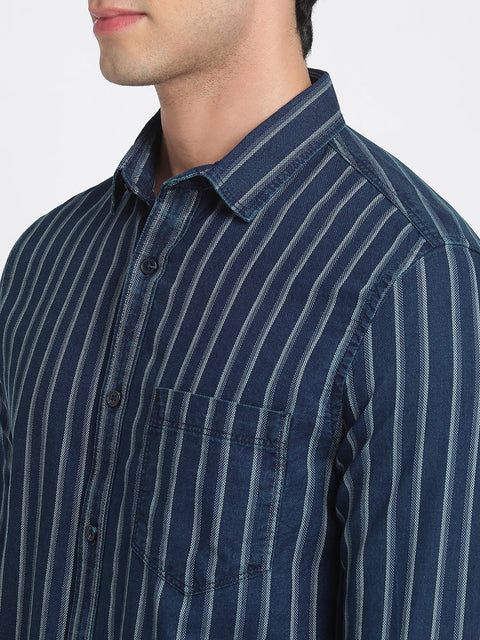 Blue Striped Cotton Shirt - Shirt - 240427376