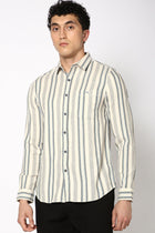 Blue Striped Cotton Shirt - Shirt - 240427517