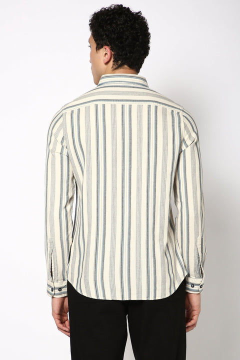 Blue Striped Cotton Shirt - Shirt - 240427517