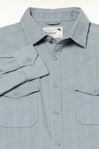 BLUE STRIPED DOUBLE POCKET UTILITY SHIRT-Shirt - 241129577