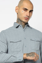 BLUE STRIPED DOUBLE POCKET UTILITY SHIRT-Shirt - 241129577