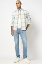 BLUE TARTAN CHECKERED LINEN BLEND SHIRT-Shirts - 250531183