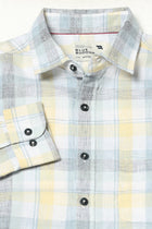 BLUE TARTAN CHECKERED LINEN BLEND SHIRT-Shirts - 250531183
