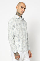 BLUE TROPICAL LEAF PRINTED SHIRT-Shirt - 250731956