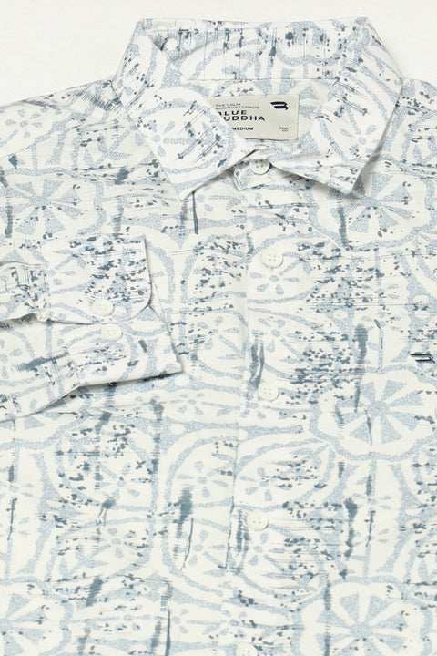 BLUE TROPICAL LEAF PRINTED SHIRT-Shirt - 250731956