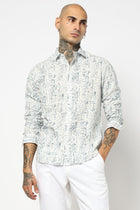 BLUE TROPICAL LEAF PRINTED SHIRT-Shirt - 250731956