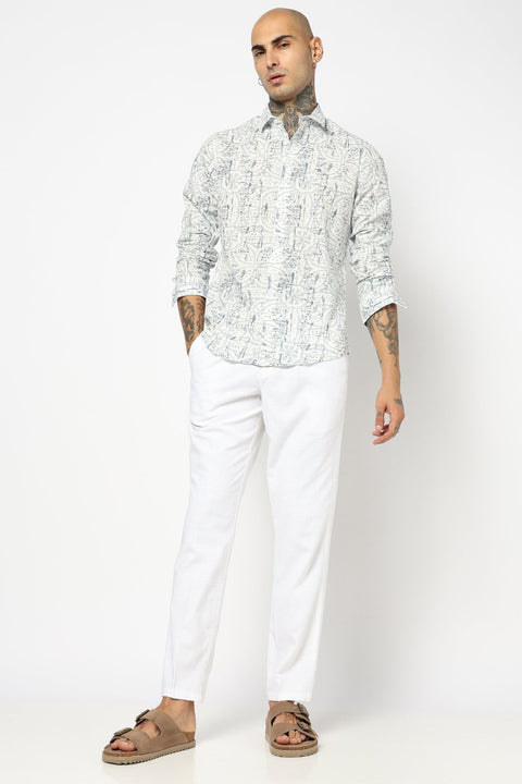 BLUE TROPICAL LEAF PRINTED SHIRT-Shirt - 250731956