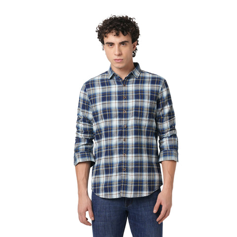 BLUE WINDOWPANE CHECKERED COTTON SHIRT-Shirt - 251033350