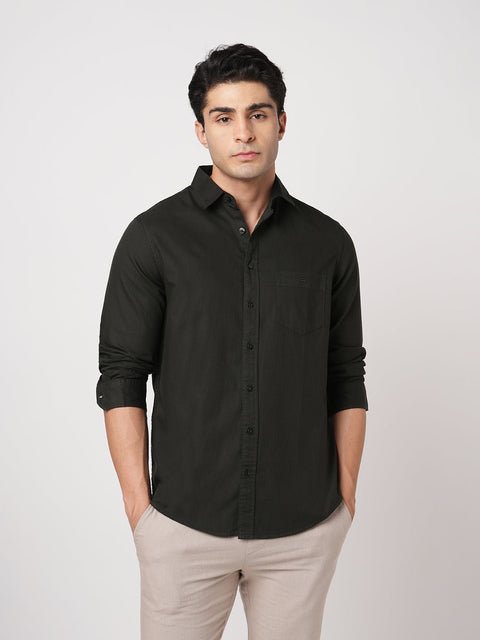 BOTTLE GREEN DOBBY SHIRT-Shirt - 260134300