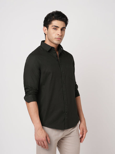 BOTTLE GREEN DOBBY SHIRT-Shirt - 260134300