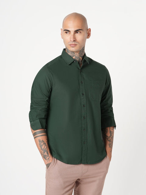 BOTTLE GREEN PLAIN OXFORD SHIRT-Shirt - 251033530