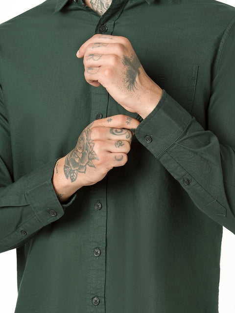 BOTTLE GREEN PLAIN OXFORD SHIRT-Shirt - 251033530