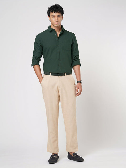 BOTTLE GREEN STRIPED DOBBY SHIRT-Shirt - 251033500