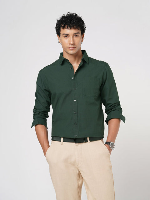 BOTTLE GREEN STRIPED DOBBY SHIRT-Shirt - 251033500