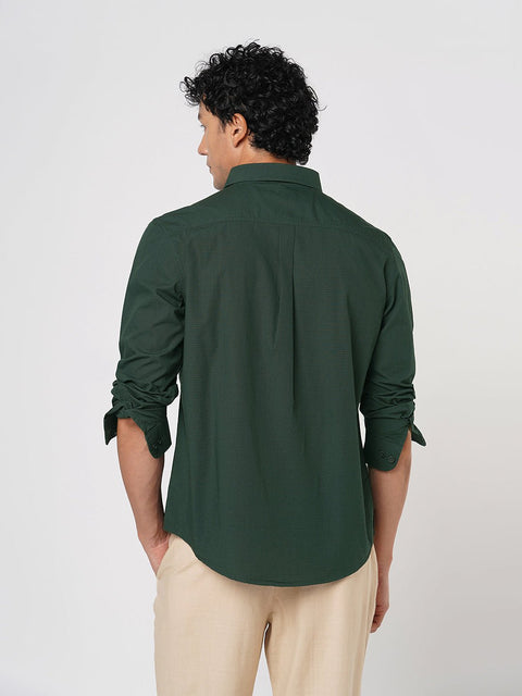 BOTTLE GREEN STRIPED DOBBY SHIRT-Shirt - 251033500