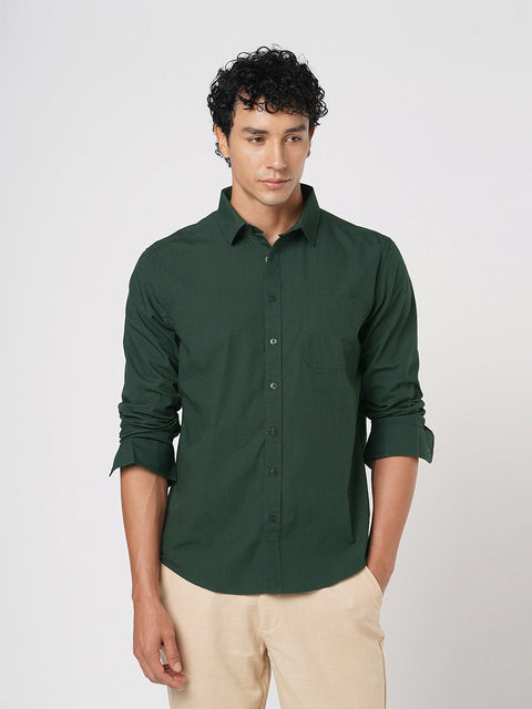 BOTTLE GREEN STRIPED DOBBY SHIRT-Shirt - 251033500
