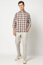 Brown and Beige Full Sleeve Checkered Shirt - Shirts - 250230518