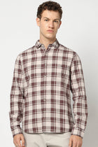 Brown and Beige Full Sleeve Checkered Shirt - Shirts - 250230518