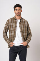 BROWN CHECKERED COTTON SHIRT-Shirt - 251033415