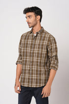 BROWN CHECKERED COTTON SHIRT-Shirt - 251033415