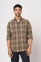 BROWN CHECKERED COTTON SHIRT-Shirt - 251033415