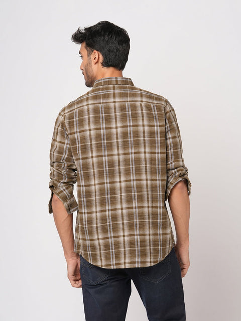 BROWN CHECKERED COTTON SHIRT-Shirt - 251033415