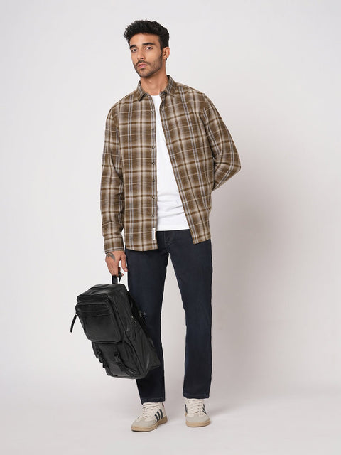 BROWN CHECKERED COTTON SHIRT-Shirt - 251033415