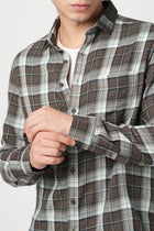 BROWN CHECKERED DOBBY SHIRT-Shirt - 251033095