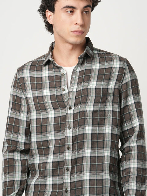BROWN CHECKERED DOBBY SHIRT-Shirt - 251033095