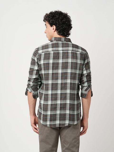 BROWN CHECKERED DOBBY SHIRT-Shirt - 251033095