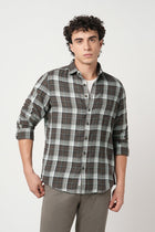 BROWN CHECKERED DOBBY SHIRT-Shirt - 251033095