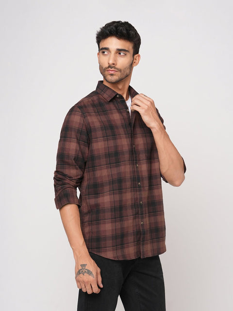 BROWN CHECKERED OXFORD SHIRT-Shirt - 250932536
