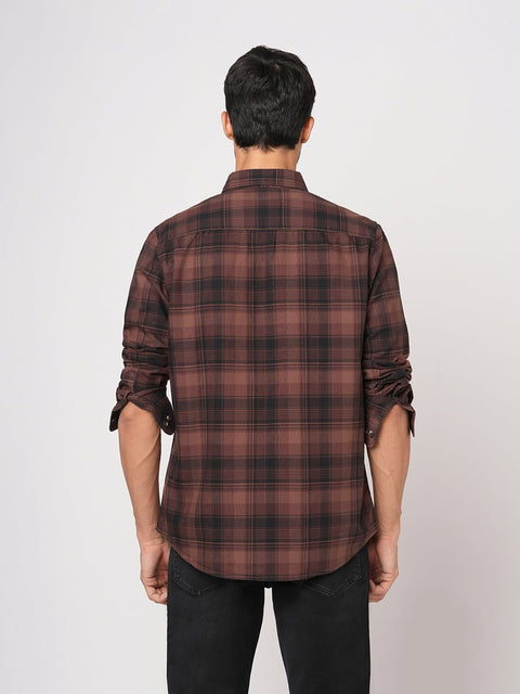 BROWN CHECKERED OXFORD SHIRT-Shirt - 250932536